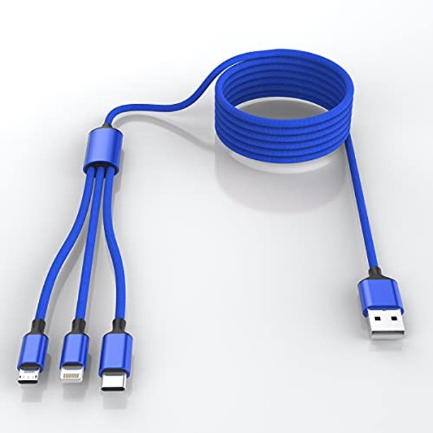 MTAKYI Cable de carga rápida universal USB C Multi 5 en 1 de 10 pies de  largo para iPhone, cable de carga A/C a Lightning + tipo C + adaptador de