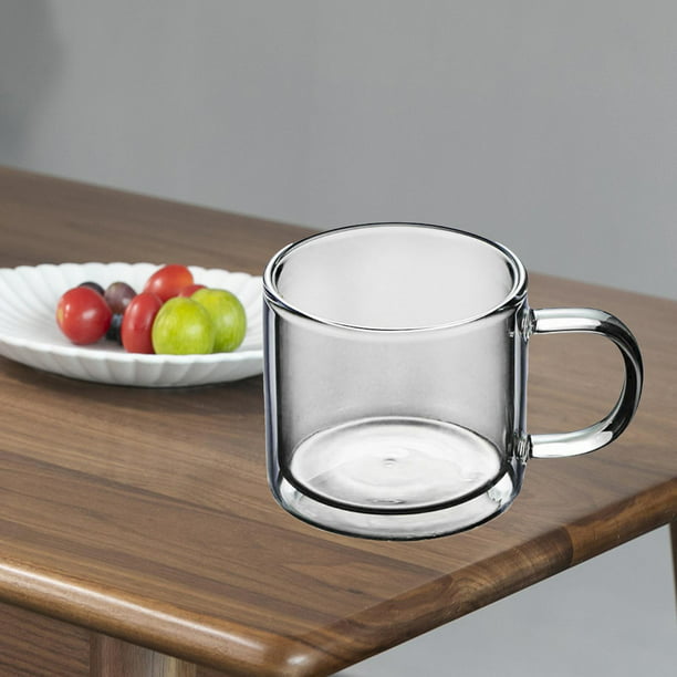 CNGLASS Tazas de cristal de doble pared de 8.1 onzas, taza de café de  vidrio aislado transparente con asa para expreso, café con leche, té, juego  de 2
