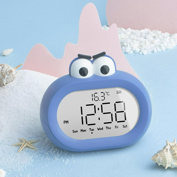Reloj despertador para dormitorio, reloj despertador de noche para niños de  12/24 horas, reloj digital electrónico para decoración de mesita de noche  Azul mayimx Despertadores digitales