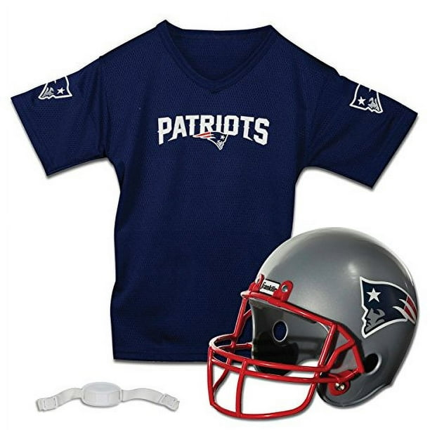 Conjunto de casco y camiseta de fútbol americano de Franklin Sports NFL  para niños de los New England Patriots - Disfraz de uniforme de fútbol  juvenil - Casco, camiseta, barbuquejo - Juvenil