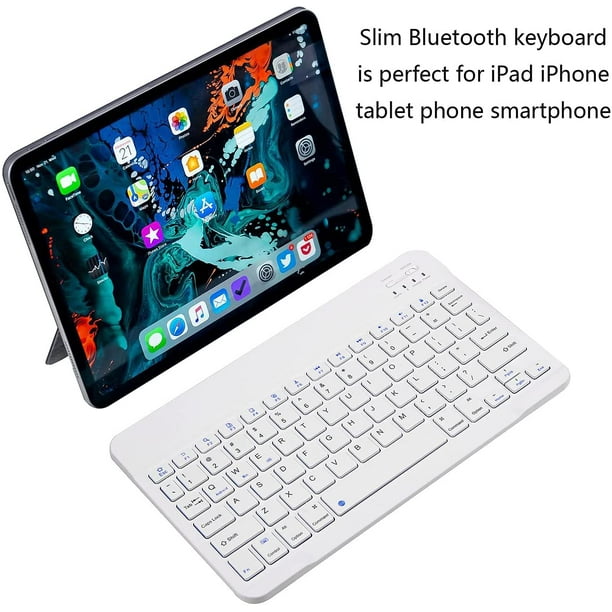 Teclado Bluetooth ultradelgado portátil, mini teclado inalámbrico  recargable para Apple iPad, iPhone, Samsung, tableta, teléfono, smartphone,  iOS