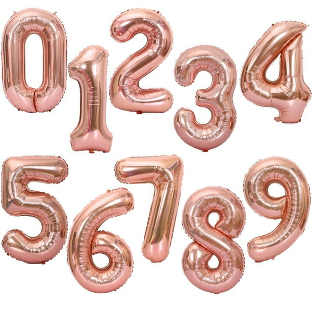 Globos gigantes de papel de aluminio de 32 pulgadas, color oro rosa con el  número 1, globos de decoración de fiesta de cumpleaños para niños (1)