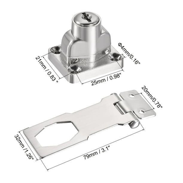 Candados con llave de acero, cerradura de seguridad rectangular horizontal  para el hogar, 3.5 pulgadas, 3 llaves