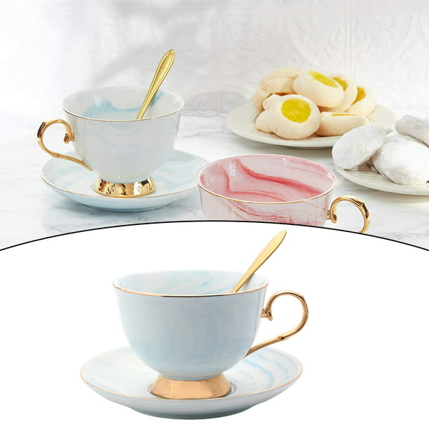 Juego de tazas de café y ptillos para bebidas de café taza de té con Azul  Sunnimix platillo de cafe