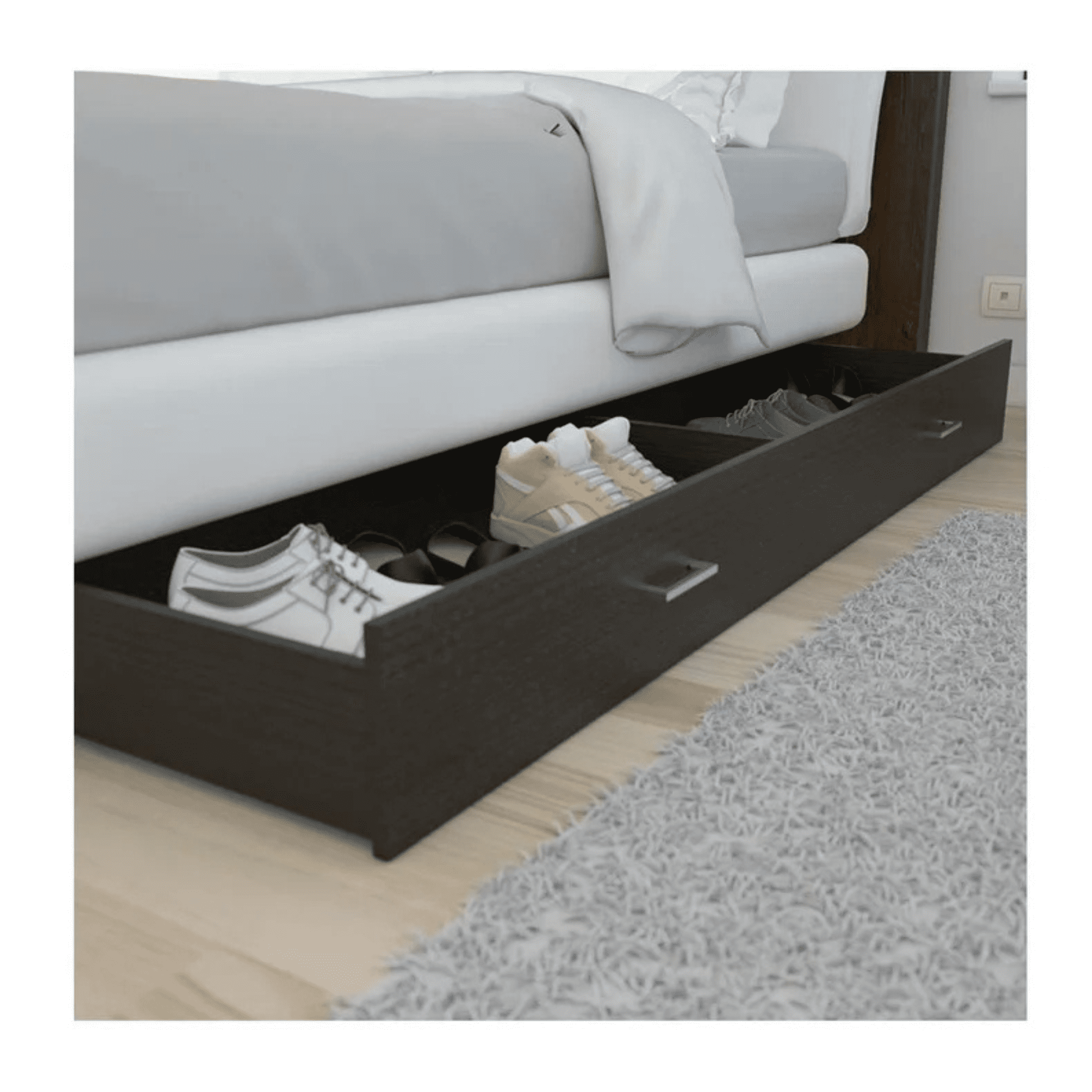 Cajonera organizadora baja con ruedas para recámara o bajo cama 180 cm color chocolate | excelsior