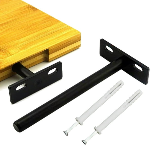 MroMax 4 soportes de estante flotante de 5 pulgadas, soportes de metal para  estantes ciegos de hierro, soportes ocultos para estantes de madera
