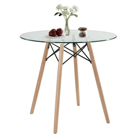 mesa de comedor redonda cristal para 4 personas homemake furniture moderno