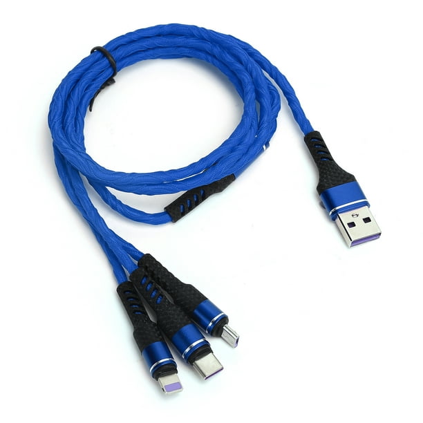 3 en 1 Cable de cargador múltiple 15cm Portátil duradero silicona  multicolor flexible teléfono móvil cable de carga USB