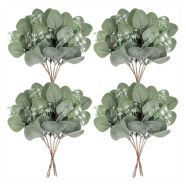 FEQO 36 tallos de eucalipto, tallos verdes artificiales, tallos de hojas de  eucalipto, ramas de eucalipto de 15 pulgadas, tallo de eucalipto sintético