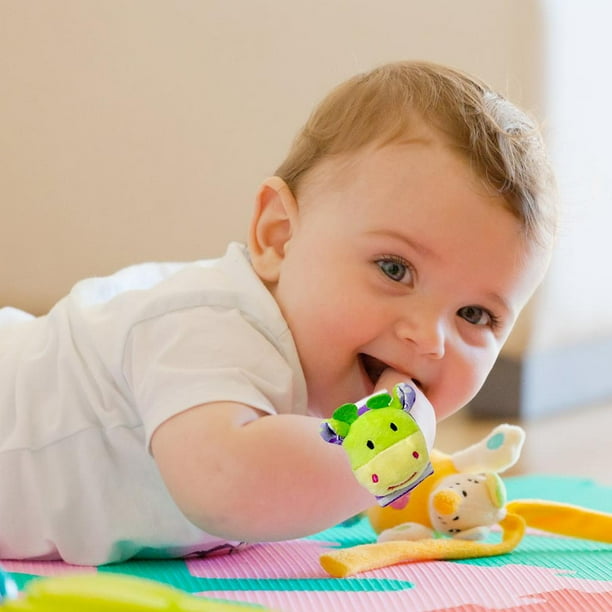 4 piezas/set bebé calcetines sonajero infantil juguetes 3-12 meses