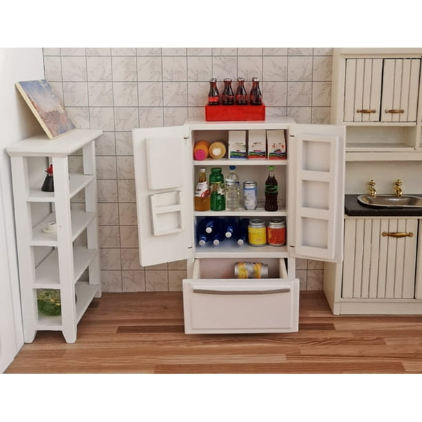 Kisangel Miniatura casa de muñecas refrigerador mini nevera juguete 1: 12  escala mini nevera casa de muñecas muebles cocina simulación juego de rol