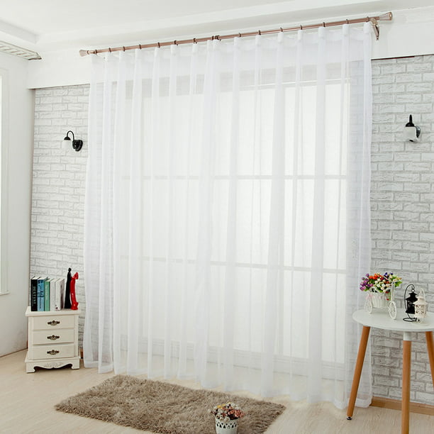 Cortinas cortas de gasa con aspecto de lino para salón, dormitorio,  habitación infantil, Doris blanco roto (paquete de 2, 183 x 137 cm) ER