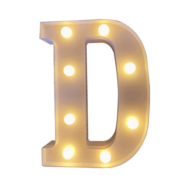  Letras luminosas doradas con 26 letras LED en inglés, luz de  noche, con números del alfabeto, para boda, fiesta de cumpleaños, hogar,  bar, decoración (color N) : Herramientas y Mejoras del