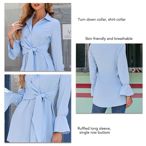 Niuer Women Elegant Belted 1/2 Sleeve Dresses Buttons Collar