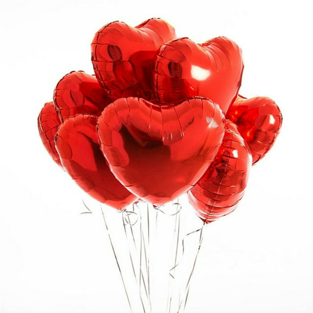  Soochat Globos de corazón rojo, globo de helio de Mylar en  forma de corazón para decoración de San Valentín, boda, fiesta, 10 unidades  : Juguetes y Juegos