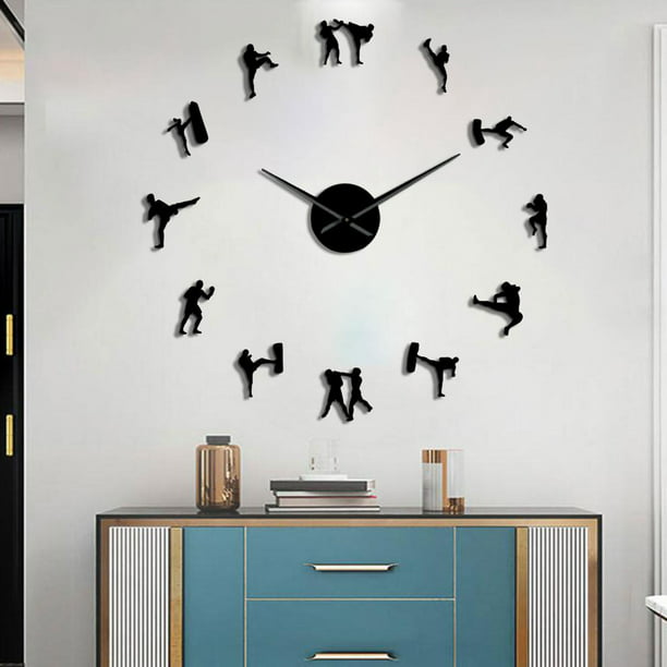 DIY Reloj de pared Sin tictac Reloj decorativo sin marco Pegatinas  acrílicas modernas Silencioso Grande para cafetería Cocina Restaurante  Comedor Negro Soledad Reloj de pared de bricolaje