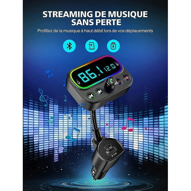 Transmisor FM Bluetooth 5.0, adaptador USB Bluetooth para coche, con  micrófono dual YONGSHENG