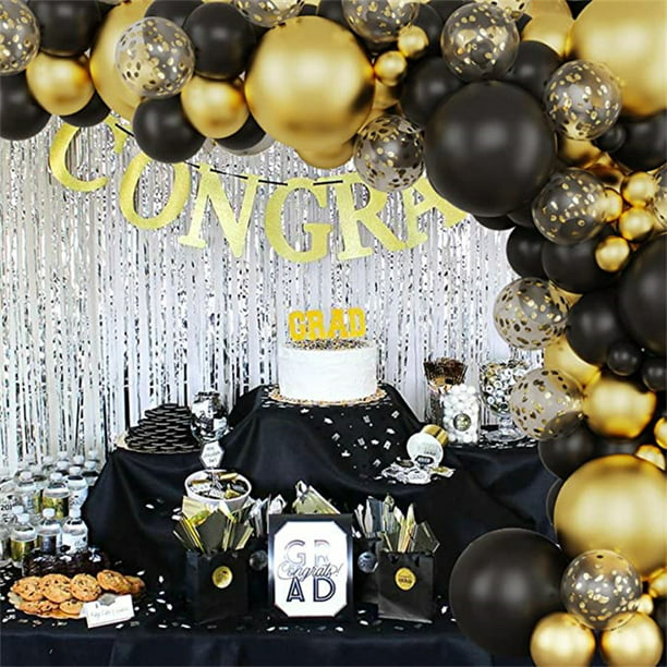 Kit de arco de guirnalda de globos negros y dorados de 105 piezas, globos  de confeti de látex de 5 10 pulgadas, globos de 8 piezas de 18 pulgadas  para fiesta, cumpleaños