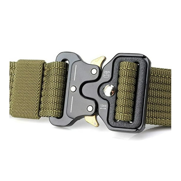  Cinturón táctico para hombre, cinturón militar de nailon con  hebilla de metal de liberación rápida resistente, cinturón de red con  hebillas de regalo, Caqui : Deportes y Actividades al Aire Libre