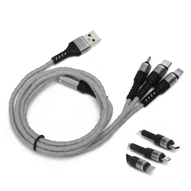 Cable USB de 15 cm, cable portátil de cargador múltiple rápido Cable de  carga múltiple 3
