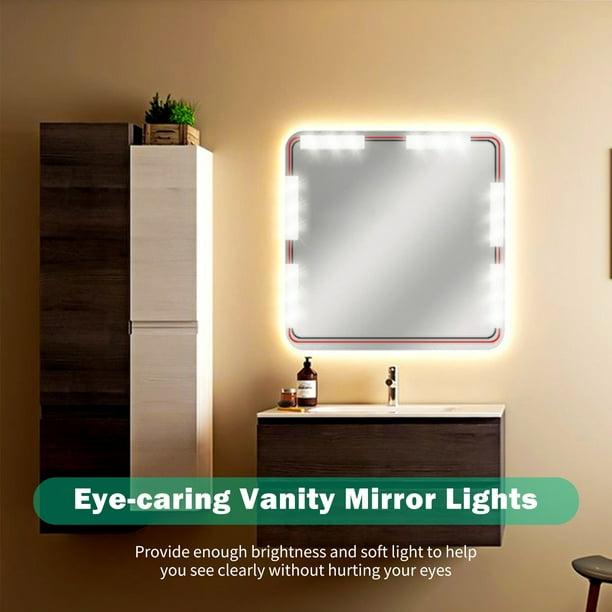 Cadena de lámpara Luces de espejo de maquillaje LED 6LEDs regulables  Control táctil luces de espejo de tocador luz de espejo de baño con Cable  USB luces de tira LED espejo de