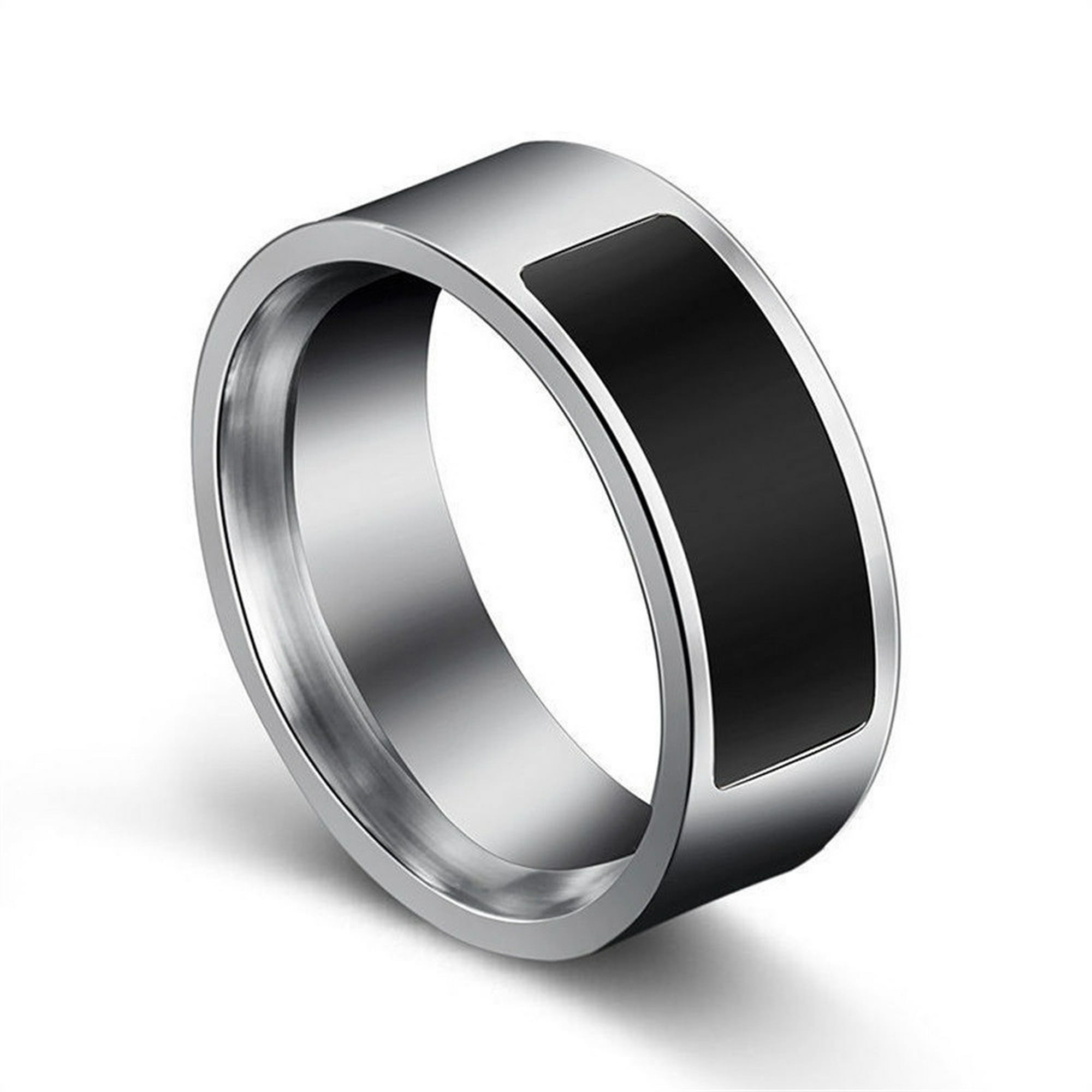 NFC - Anillo inteligente de acero inoxidable con chip de teléfono, anillos  para parejas, anillos negros para mujeres y hombres, anillo de joyería