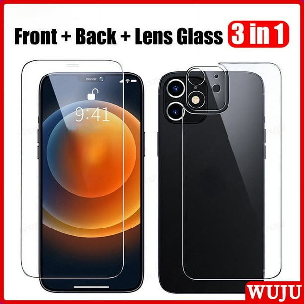WUJU [3 En 1] Frente y detrás película câmera Película de Vidro Para iPhone  11 12 13 14 Pro Max XS Max XR X 7 8 Plus SE
