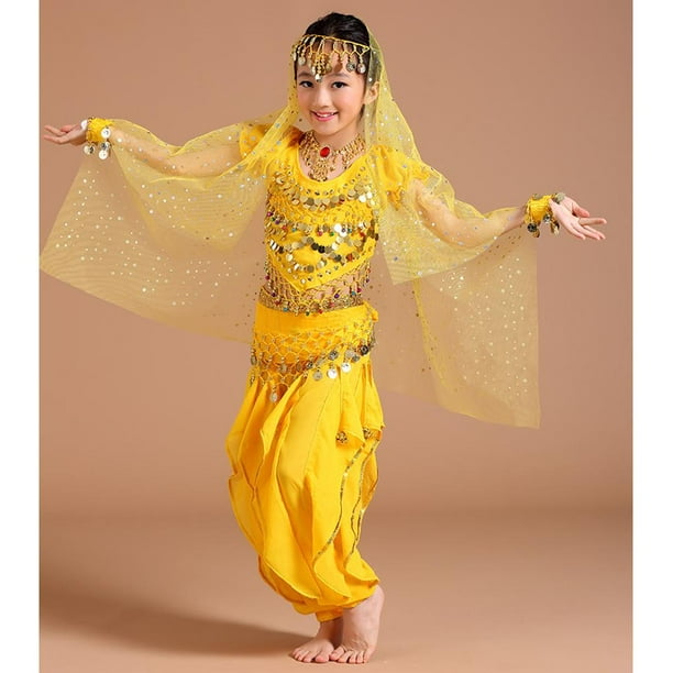 Falda amarilla para niña, ideal para danza del vientre