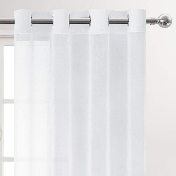 Cortinas de lino blanco roto de 84 pulgadas de largo, juego de 2 paneles de  cortinas de lino semitransparentes con ojales para dormitorio, filtro de