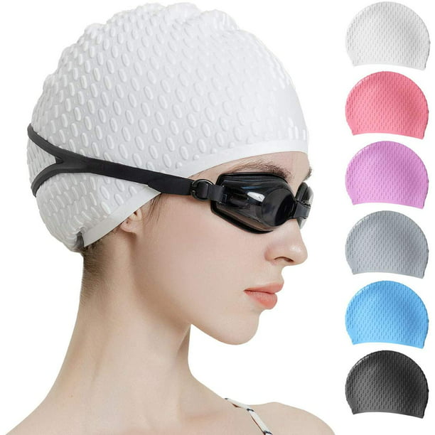 Gorras de natación de silicona, paquete de 2 gorras de natación duraderas y  cómodas para adultos, elastómero para mujeres y hombres, cabello corto