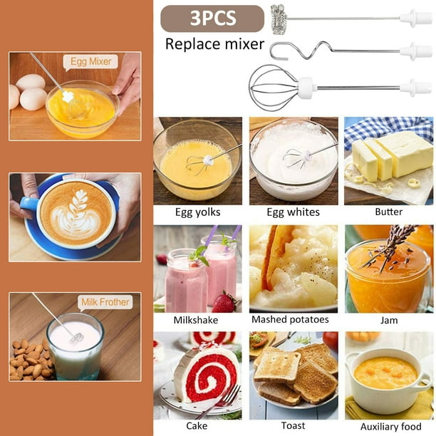 Espumador de leche eléctrico, fabricante de espuma de mano con 3 cabezales,  licuadora de espuma recargable por USB, batidora de espuma de café eléctrica  con 3 velocidades para café con leche, capuchin