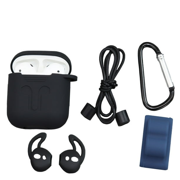 Funda AirPods 1 y 2 Silicona Mosquetón, Negro - Accesorios Audio