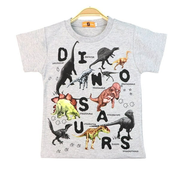 Camiseta con estampado de dinosaurio de manga corta para bebés y
