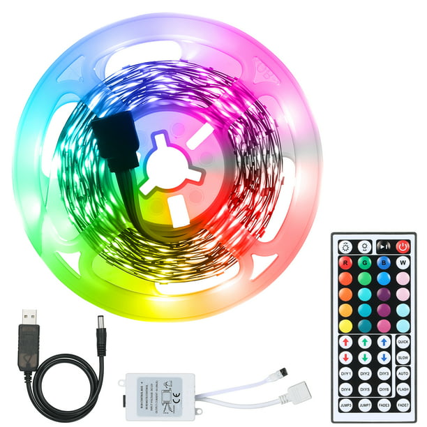 Juego de tiras de luces LED USB RGB Iluminación de cuerda LED flexible con  control remoto MABOTO 10m