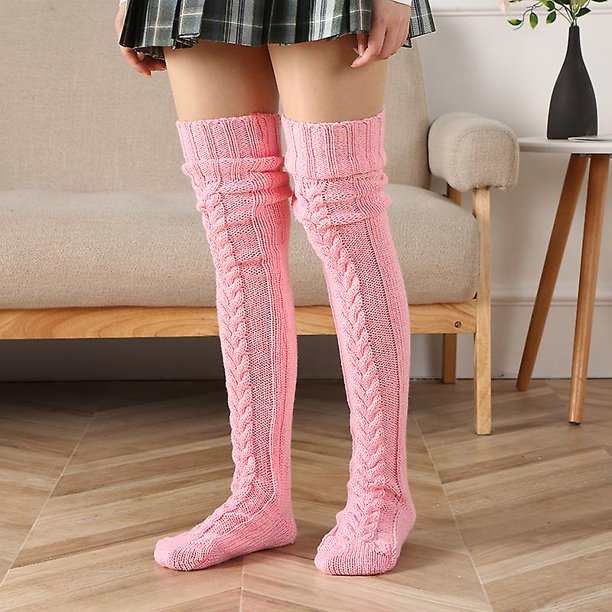 Calcetines de punto para mujer sobre la rodilla calcetines largos