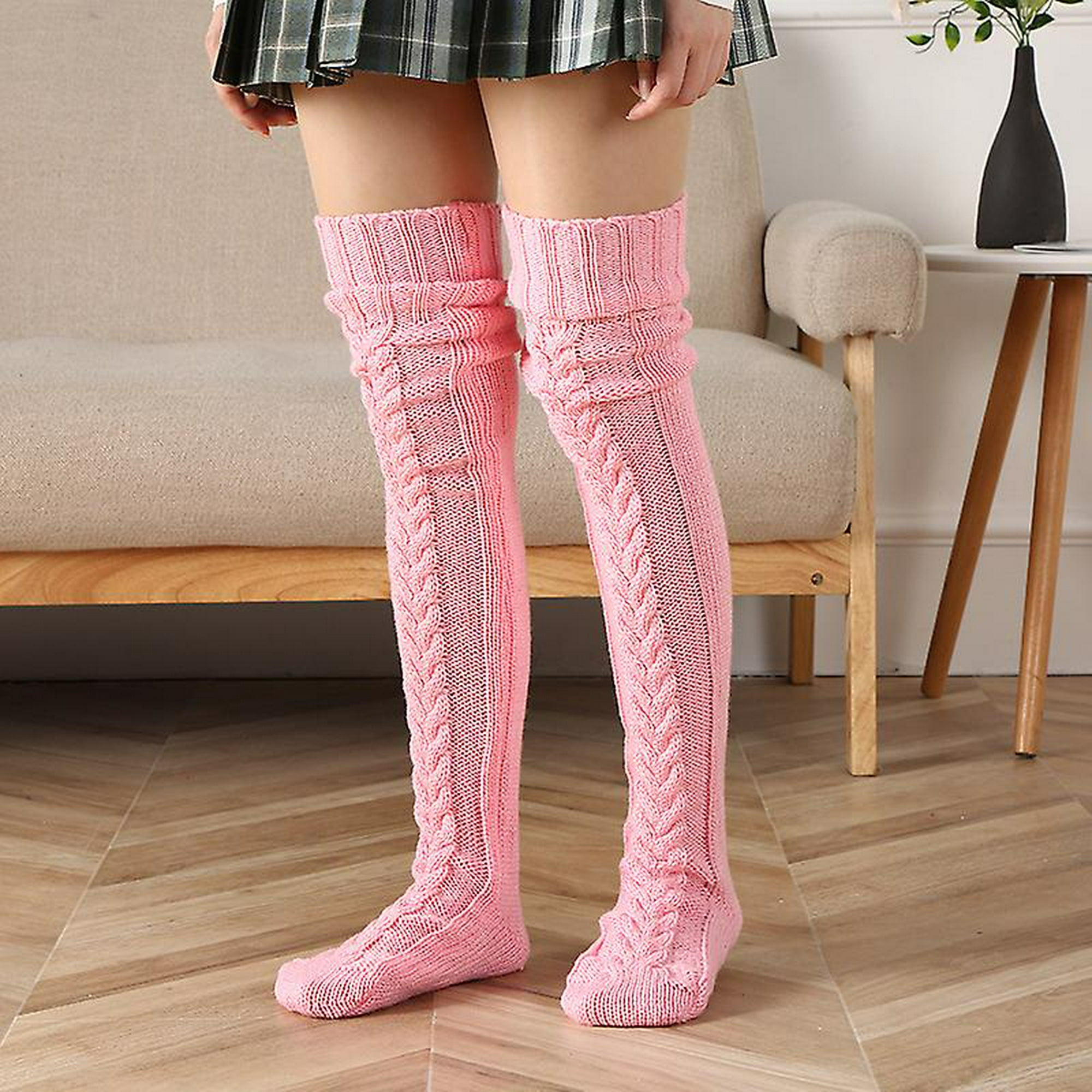 Calcetines de punto para mujer sobre la rodilla calcetines largos de tubo  alargado