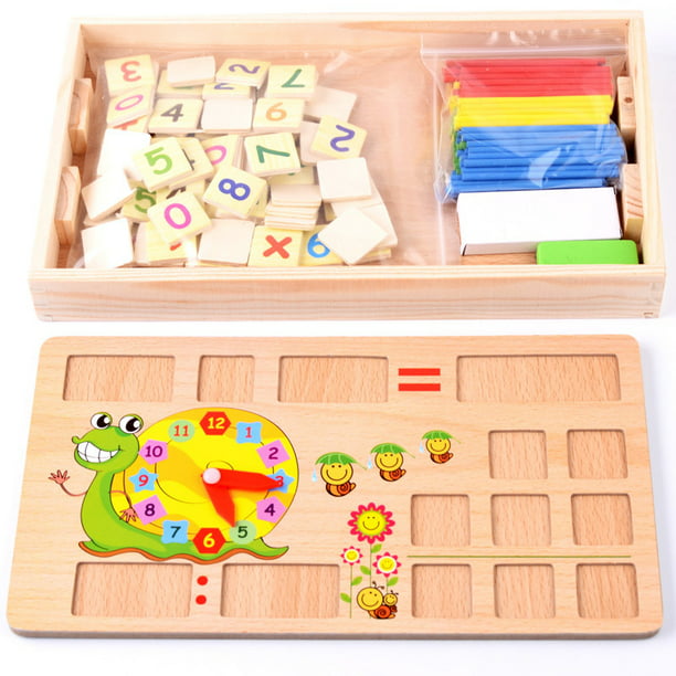 Juguete de matemáticas, caja de aprendizaje de madera, juego de aprendizaje  de números con dibujo, tablero de madera, juguetes educativos para niños de  3, 4 y 5 años Ormromra LN-0680