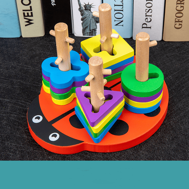 Juguetes para niños pequeños de 1 a 3 años, clasificador de formas de  madera, juguetes educativos de madera para educación preescolar, pequeñas  cuentas Rao (color aleatorio) JAMW Sencillez