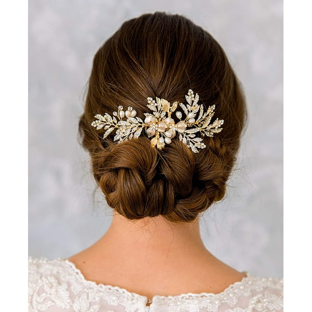 Handcess - Peinetas para pelo de novia y boda, con diamantes de imitación,  plateada, accesorios nupciales para el cabello, tocado para mujer, color  dorado : .es: Belleza