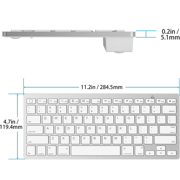Teclado inalámbrico delgado, mini teclado inalámbrico de 78 teclas de 2,4  GHz con receptor USB para Windows 10/8/7 / Vista / XP y Android Zhivalor