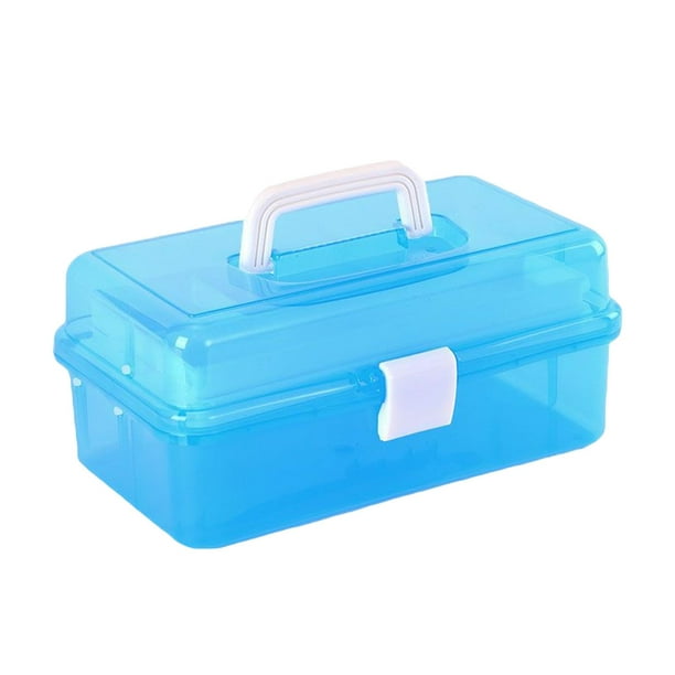 MyGift Caja de almacenamiento portátil de plástico azul transparente de 10  pulgadas, caja de herramientas, caja de costura, organizador de viaje con,  cajas transparentes organizadoras