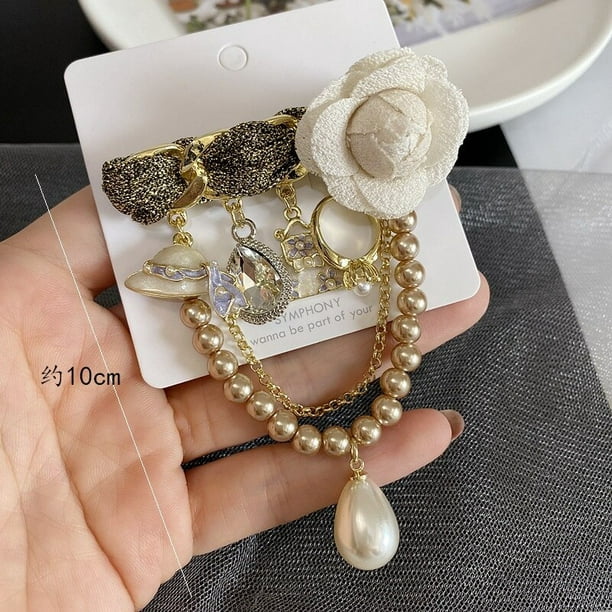 Broches CC de flor de perla de moda de lujo para ropa de mujer, broche  número 5, regalo para niña, accesorios de joyería para Amiga Alegría Market