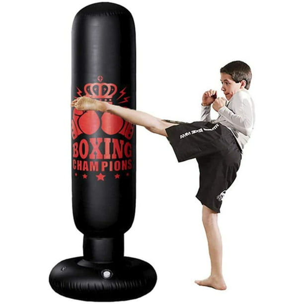 Saco de boxeo con soporte para adultos, bolsa de boxeo de pie para adultos  y niños, bolsa de boxeo inflable de 63 pulgadas, para entrenamiento, MMA