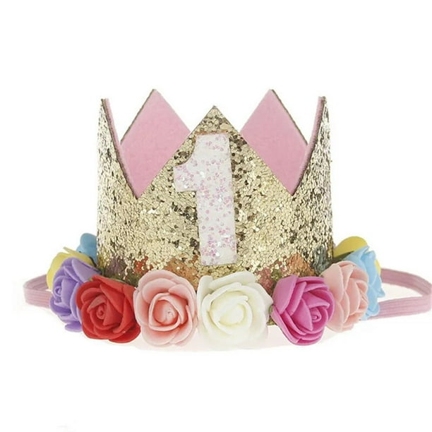 Corona de princesa para fiesta de cumpleaños de bebé, sombrero de medio año,  1 2 3