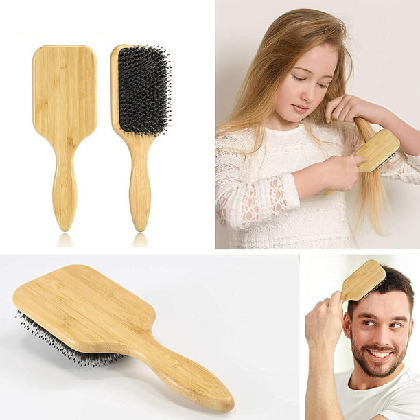 Juego de cepillos de cerdas de jabalí para el cabello, diseñado para niños,  mujeres y hombres. Los cepillos de cerdas naturales funcionan mejor para