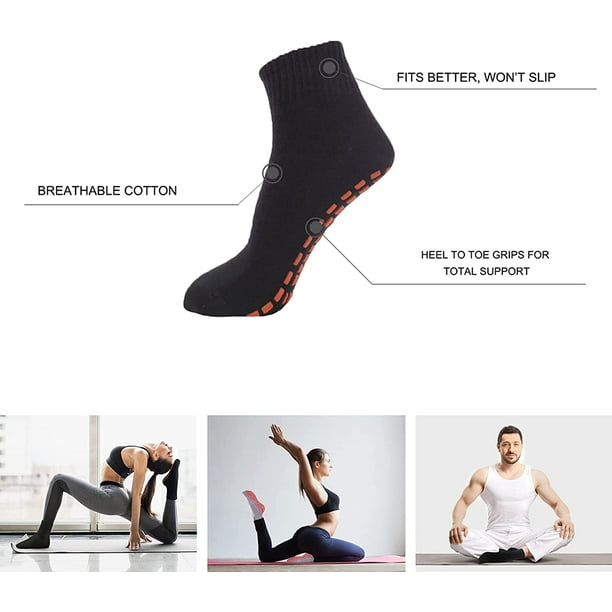 Calcetines antideslizantes de algodón para hombre y mujer, medias  transpirables de talla grande para Yoga, Pilates