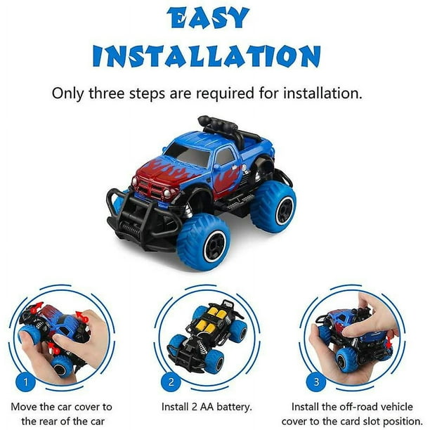 HOLA Juguetes para regalo de cumpleaños de niño de 1 año – 4 camiones de  juguete para niños pequeños, juguetes de coche de fricción 4WD para niños  de