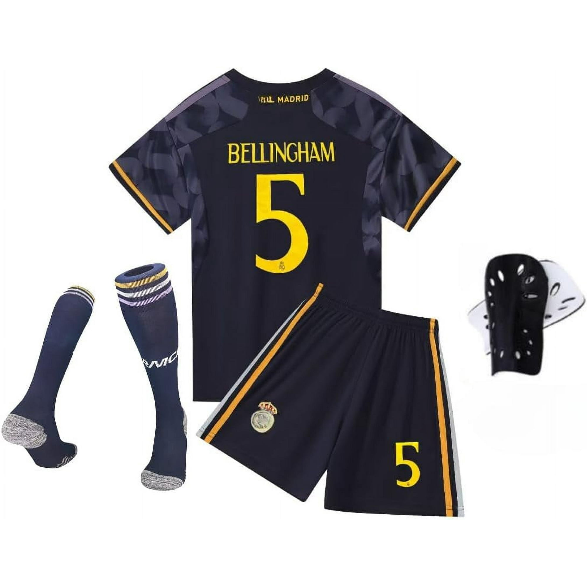  Madrid Home Bellingham - Juego de camiseta + pantalones cortos  + calcetines para niños, talla S (6-7 años) para jóvenes, Blanco : Ropa,  Zapatos y Joyería