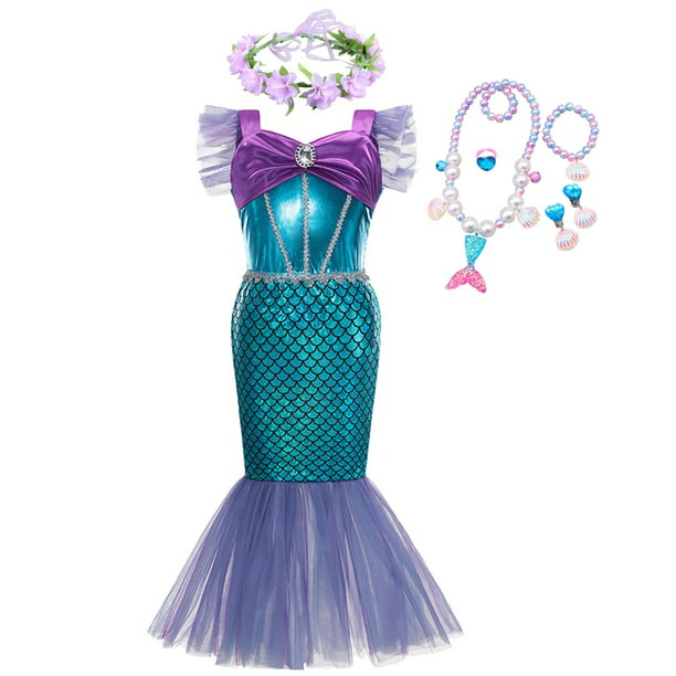 Clásico Naturaleza omitir Princesa La Sirenita Ariel vestido niñas Cosplay disfraz niños Halloween  carnaval cumpleaños fiesta Gao Jinjia LED | Walmart en línea