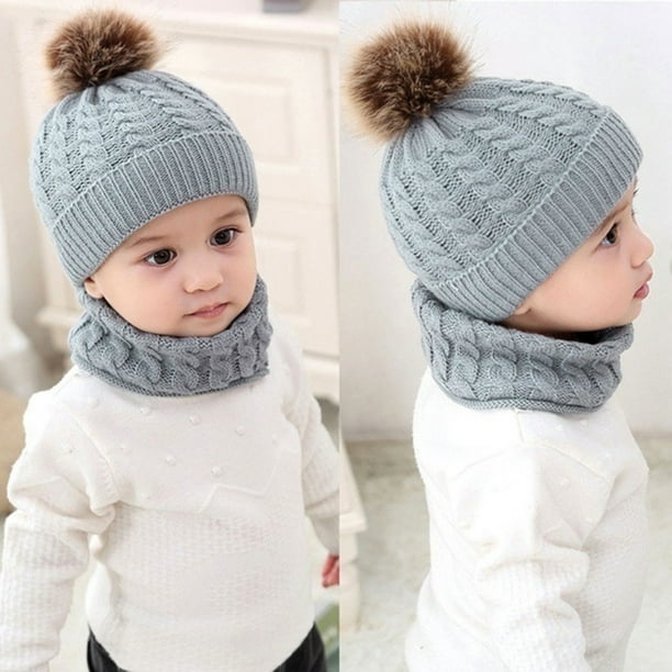 Niñas Pompones Sombrero Grueso Cálido Invierno Suave Tejido Gorros